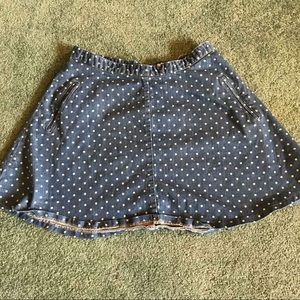 Polka dot denim circle skirt
